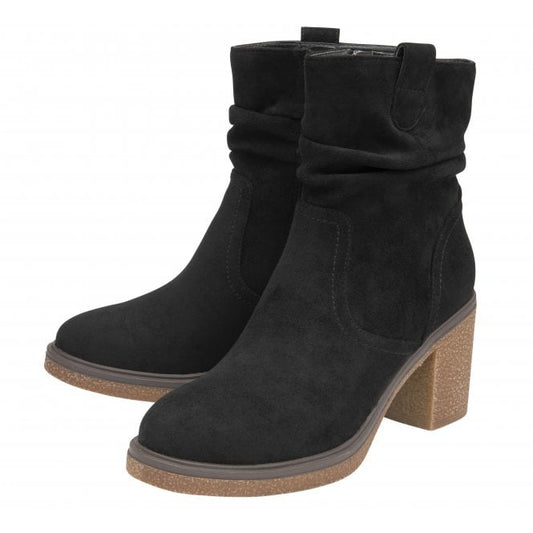  Black Textile Danica Heeled Ankle Boots | Lotus