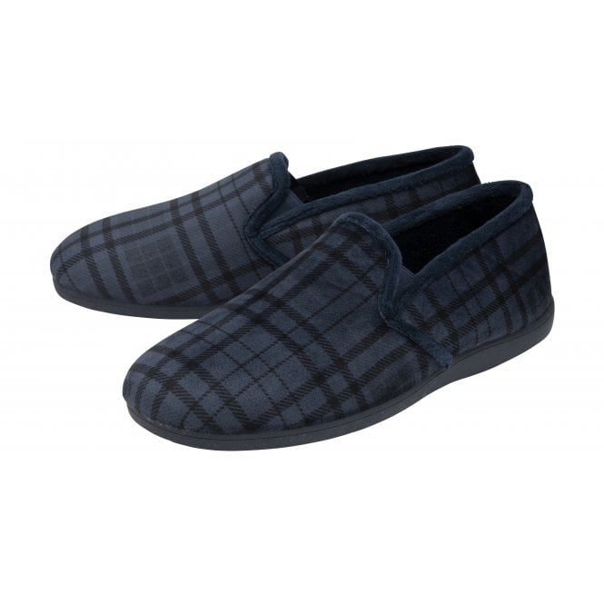 Blue Check Textile Ralf Full Shoe Slippers | Lotus