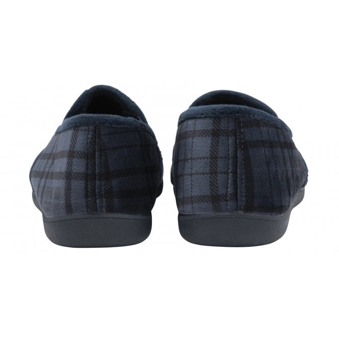  Blue Check Textile Ralf Full Shoe Slippers | Lotus