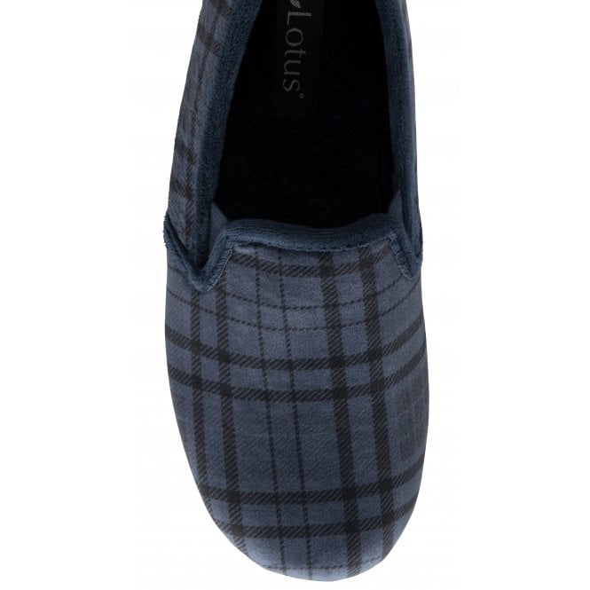  Blue Check Textile Ralf Full Shoe Slippers | Lotus