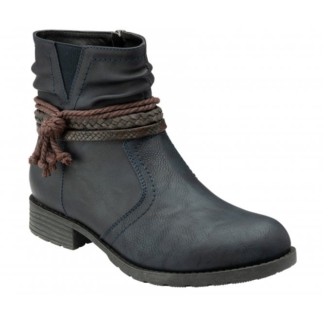  Blue Dana Zip-Up Ankle Boots | Lotus