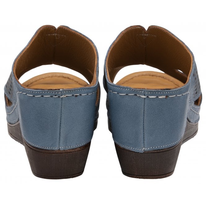  Blue Leather Genevieve Mule Sandals | Lotus