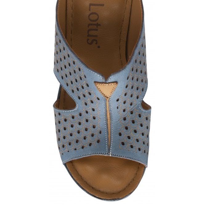 Blue Leather Genevieve Mule Sandals | Lotus