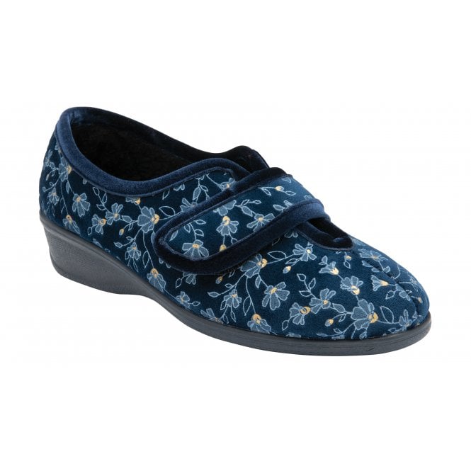  Blue Wilma Strap Fastener Full Shoe Slippers | Lotus 