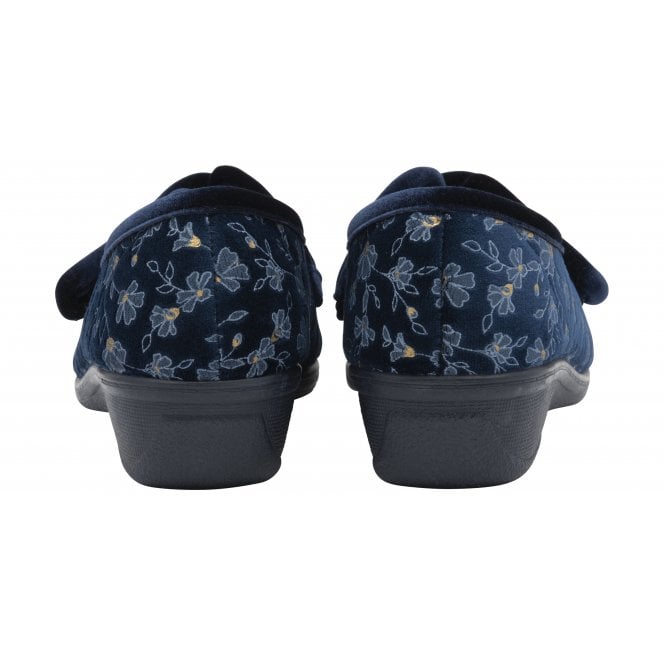  Blue Wilma Strap Fastener Full Shoe Slippers | Lotus 