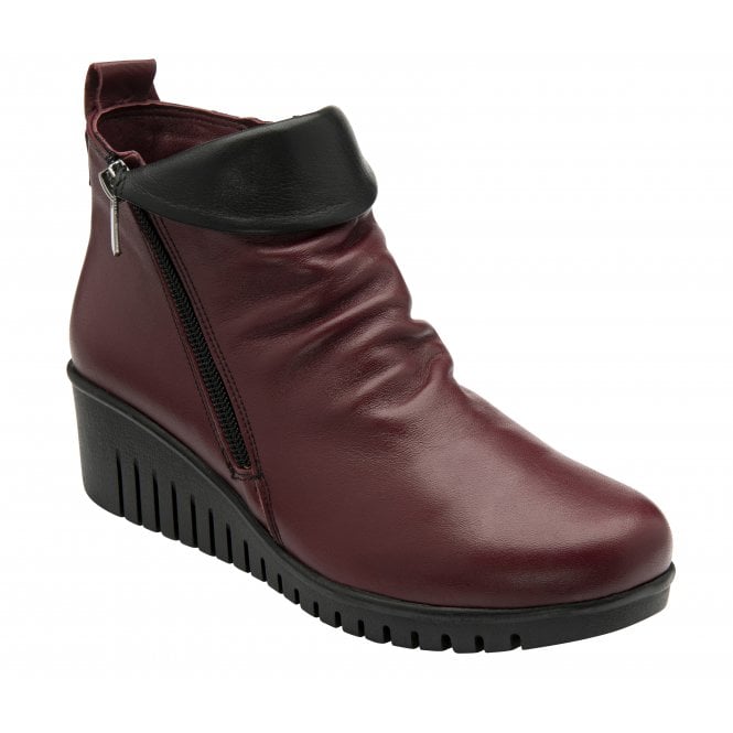  Bordo Leather Cordelia Wedge Ankle Boots | Lotus