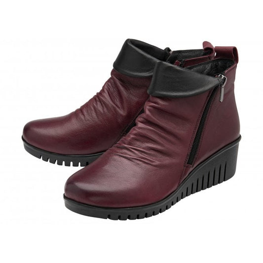 Bordo Leather Cordelia Wedge Ankle Boots | Lotus