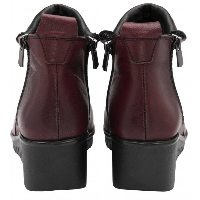  Bordo Leather Cordelia Wedge Ankle Boots | Lotus