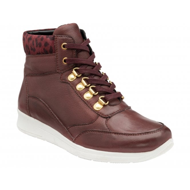  Bordo Leather & Leopard-Print Saskia High Top Trainers | Stressless By Lotus