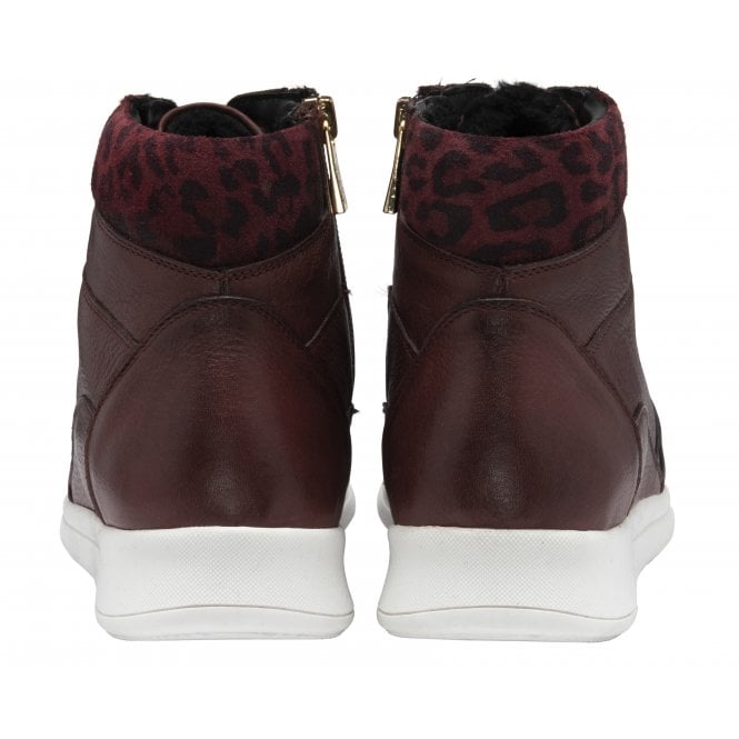  Bordo Leather & Leopard-Print Saskia High Top Trainers | Stressless By Lotus