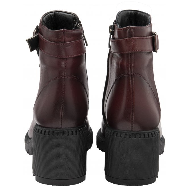  Bordo Leather Virginia Heeled Zip-Up Ankle Boots | Lotus