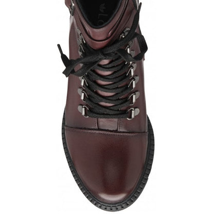  Bordo Leather Virginia Heeled Zip-Up Ankle Boots | Lotus
