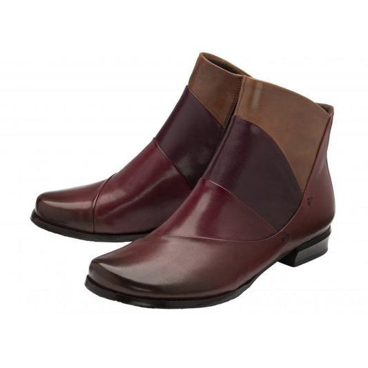  Bordo Multi-Leather Bethan Zip-Up Ankle Boots | Lotus