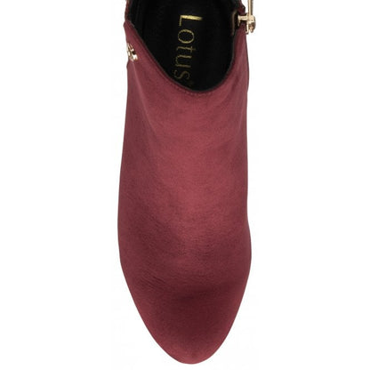  Bordo Textile Cassandra Heeled Ankle Boots | Lotus