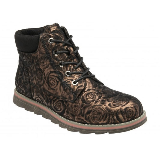  Bronze Floral-Print Nova Ankle Boots | Lotus