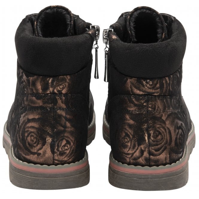  Bronze Floral-Print Nova Ankle Boots | Lotus