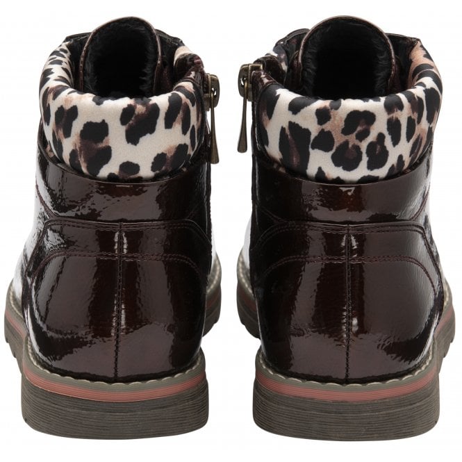  Bronze & Leopard-Print Naomi Lace-Up Ankle Boots | Lotus