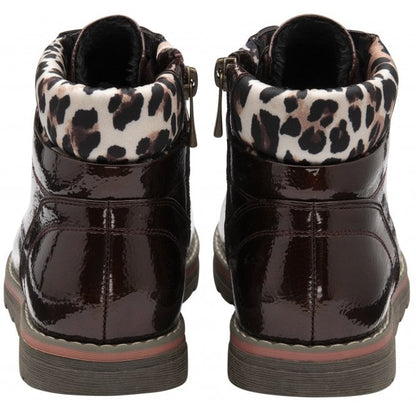  Bronze & Leopard-Print Naomi Lace-Up Ankle Boots | Lotus