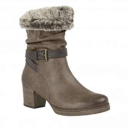  Brown Charmaine Heeled Mid-Calf Boots | Lotus Relife