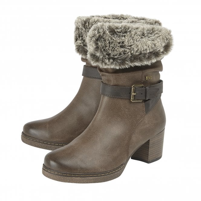  Brown Charmaine Heeled Mid-Calf Boots | Lotus Relife
