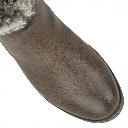  Brown Charmaine Heeled Mid-Calf Boots | Lotus Relife