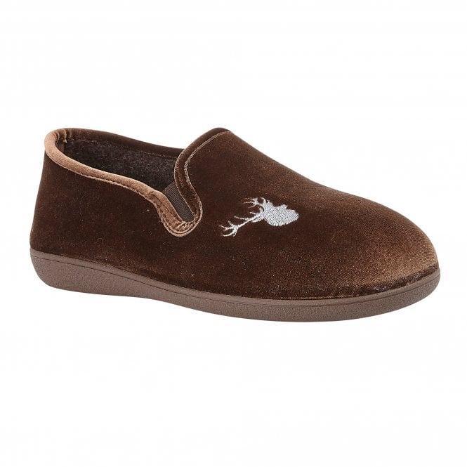  Brown Clarence Velour Slippers | Lotus