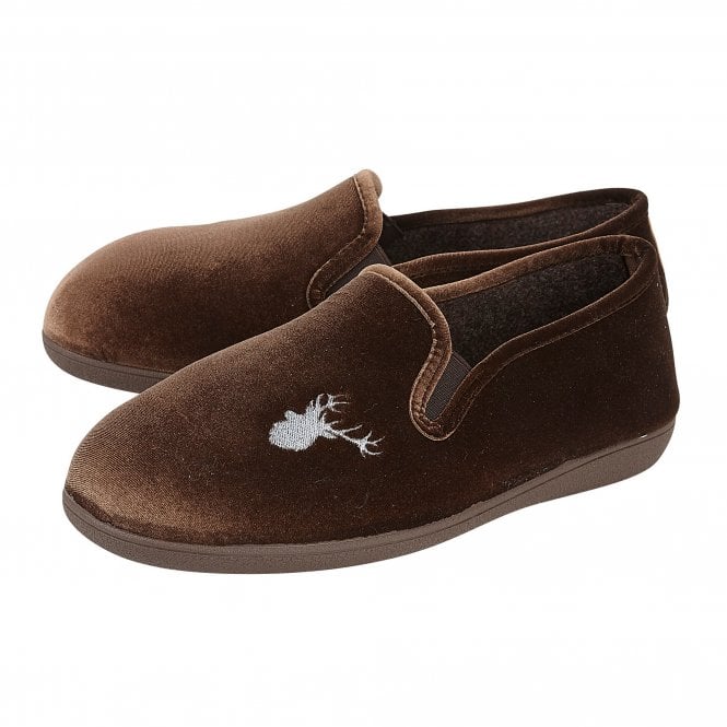  Brown Clarence Velour Slippers | Lotus