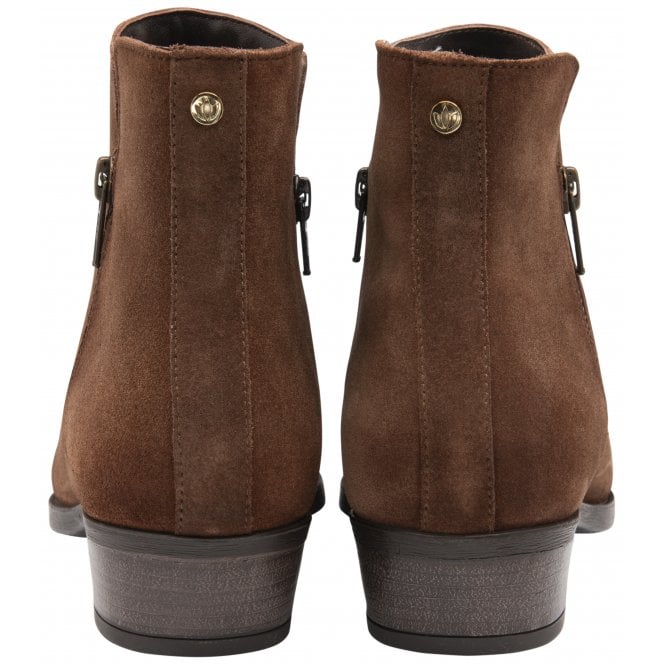  Chestnut Suede Daisy Zip-Up Ankle Boots | Lotus