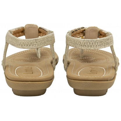  Gold Cybil Flat Toe-Post Sandals | Lotus
