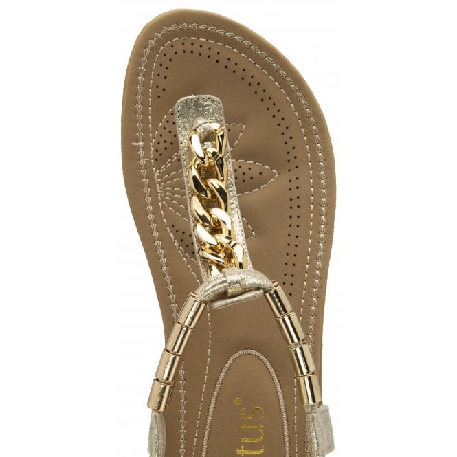  Gold Cybil Flat Toe-Post Sandals | Lotus