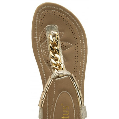 Gold Cybil Flat Toe-Post Sandals | Lotus