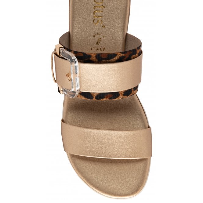  Gold & Leopard-Print Giovanna Mule Sandals | Lotus