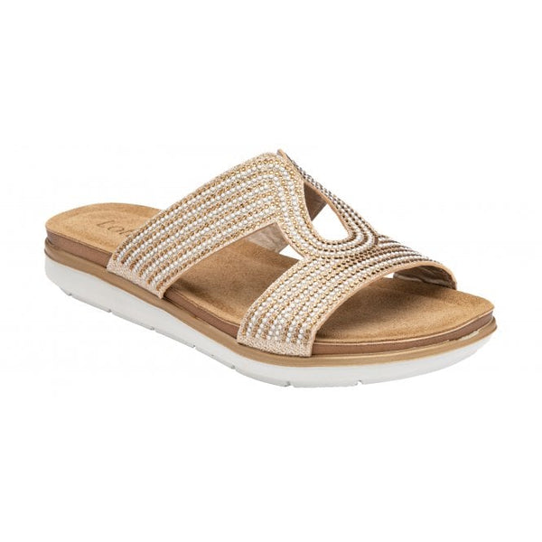  Gold Nadya Open-Toe Mule Sandals | Lotus
