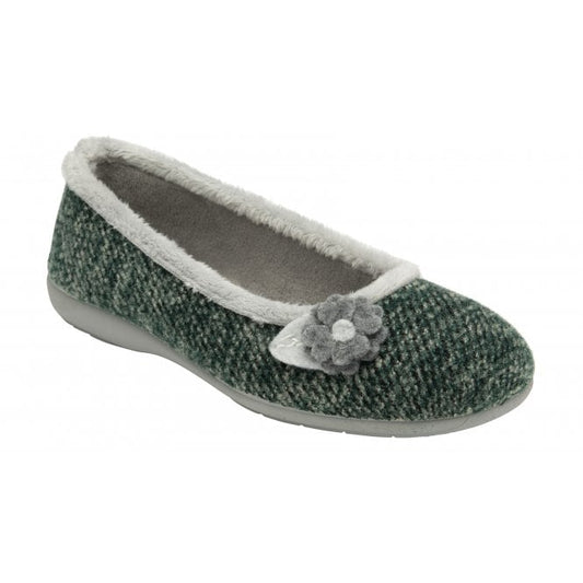  Green Textile Shauna Ballerina Slippers | Lotus