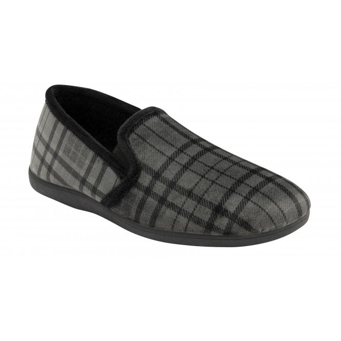  Grey Check Textile Ralf Full Shoe Slippers | Lotus