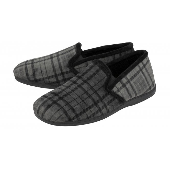  Grey Check Textile Ralf Full Shoe Slippers | Lotus