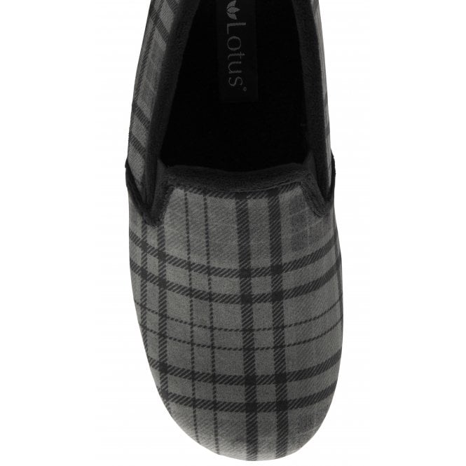  Grey Check Textile Ralf Full Shoe Slippers | Lotus