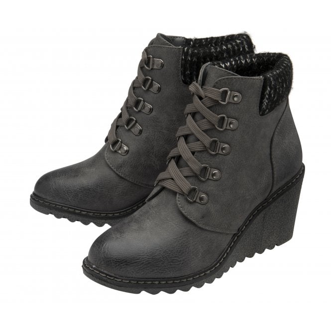  Grey Philomena Wedge Ankle Boots | Lotus 