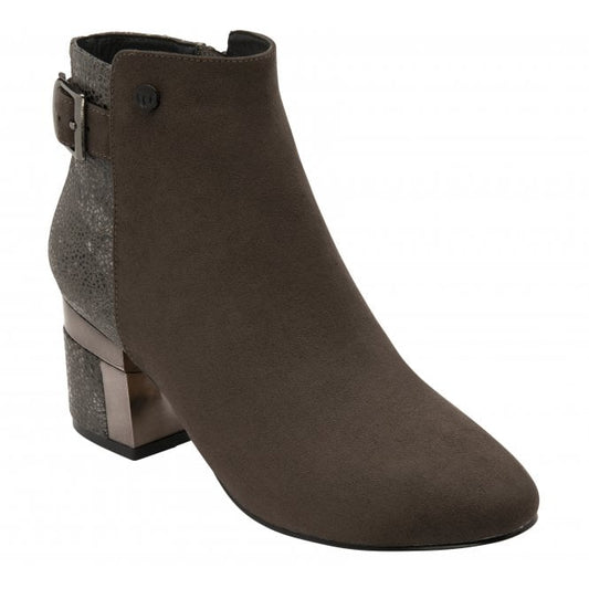  Grey Textile Cassandra Heeled Ankle Boots | Lotus