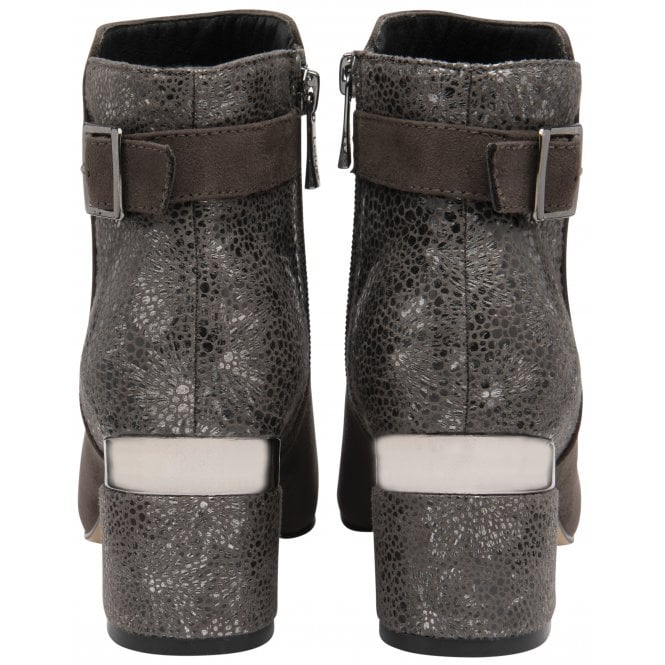  Grey Textile Cassandra Heeled Ankle Boots | Lotus