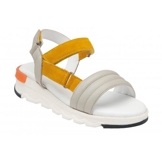  Grey & Yellow Leather Verena Open-Toe Sandals | Stressless By Lotus