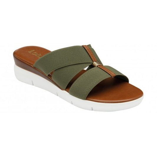  Khaki Guiseppina Wedge Mule Sandals | Lotus