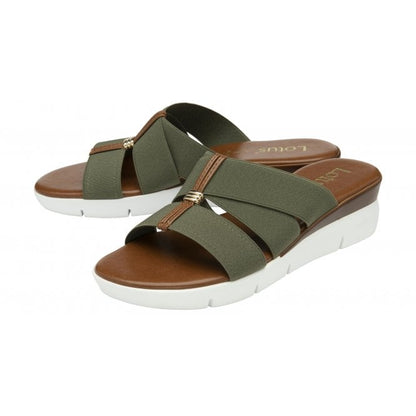  Khaki Guiseppina Wedge Mule Sandals | Lotus