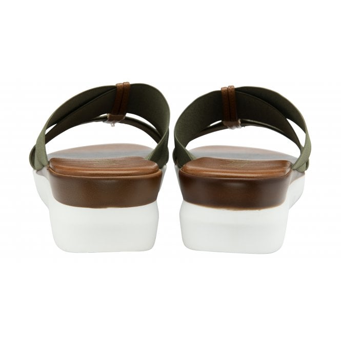  Khaki Guiseppina Wedge Mule Sandals | Lotus