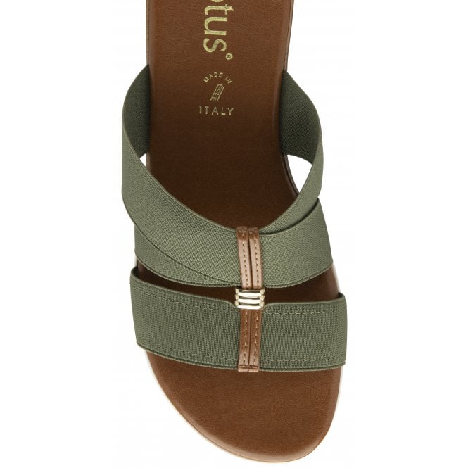  Khaki Guiseppina Wedge Mule Sandals | Lotus