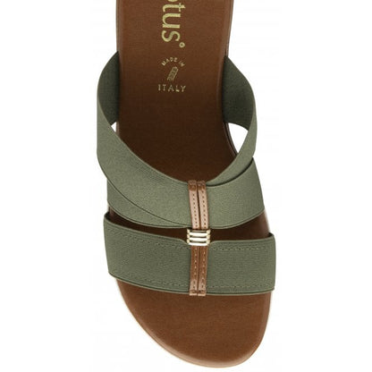  Khaki Guiseppina Wedge Mule Sandals | Lotus