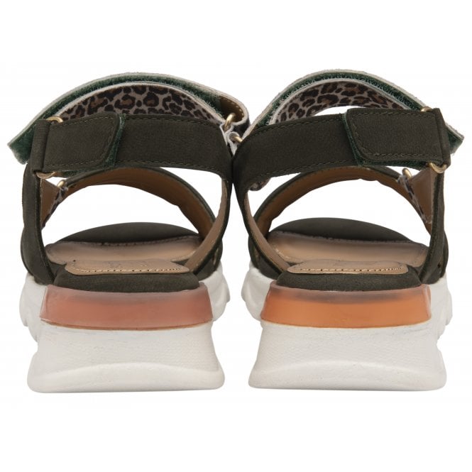  Khaki & Leopard-Print Leather Verena Open-Toe Sandals | Stressless By Lotus