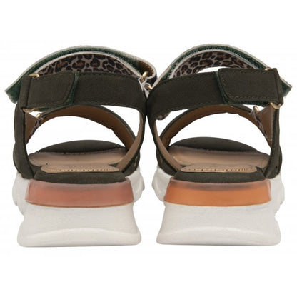  Khaki & Leopard-Print Leather Verena Open-Toe Sandals | Stressless By Lotus