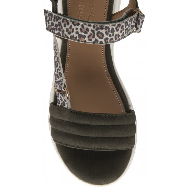  Khaki & Leopard-Print Leather Verena Open-Toe Sandals | Stressless By Lotus
