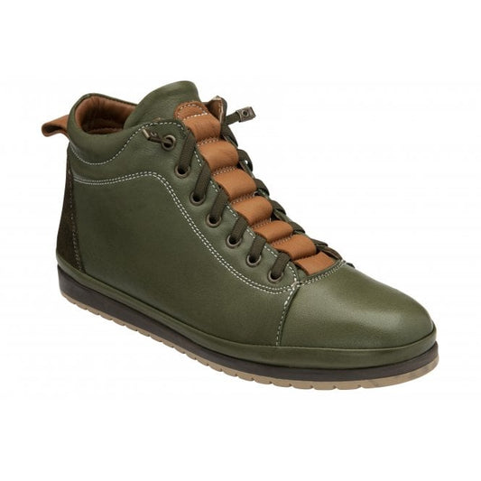  Khaki & Tan Leather Frida Ankle Boots | Lotus